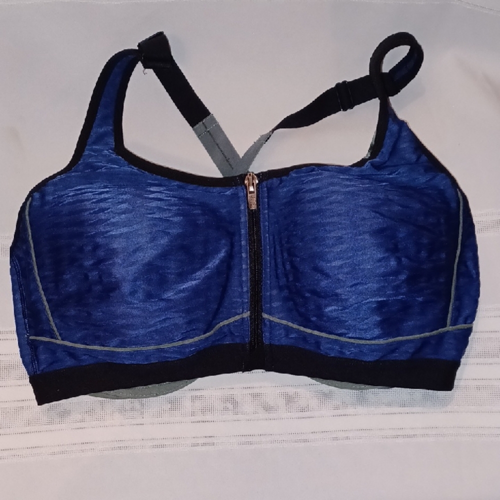 NWOT Sleek Blue Sports Bra with Black Trim